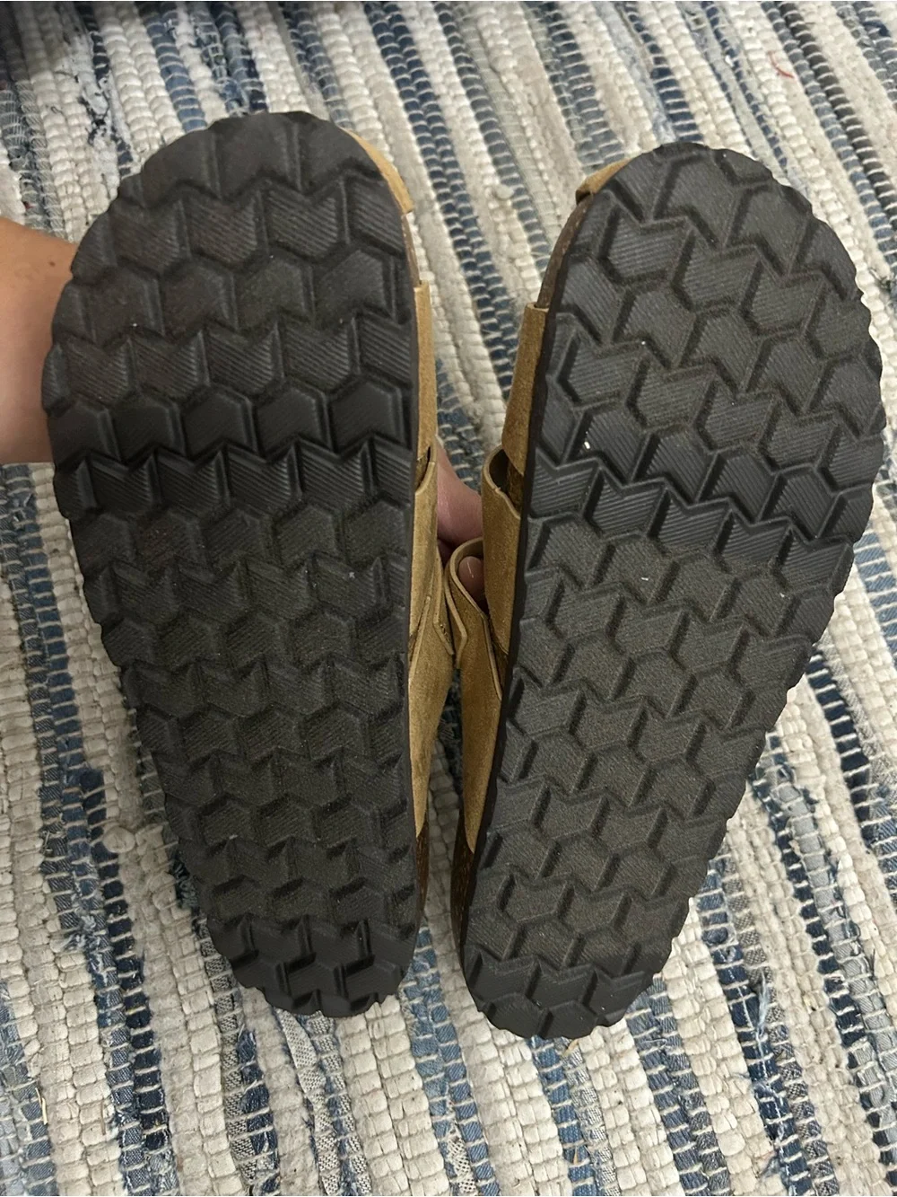 UNIONBAY Tan Suede Buckle Slide Sandals
